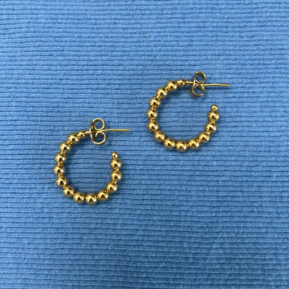 Gold Beaded Hoop Earrings